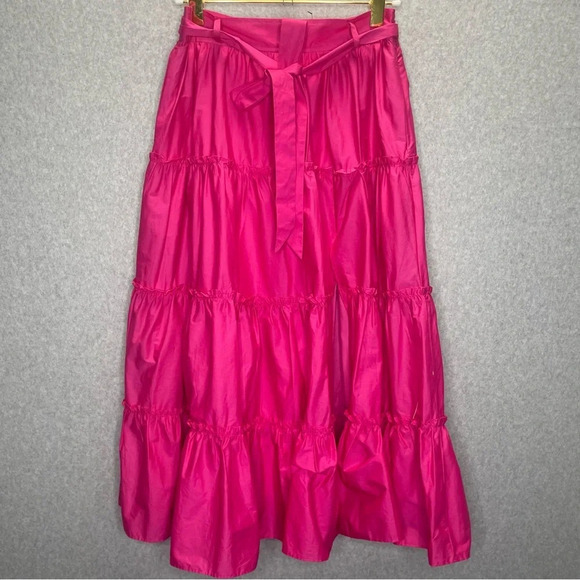 Jason Wu NWOT Pink Tiered Lined Belted Midi Skirt - Picture 1 of 7